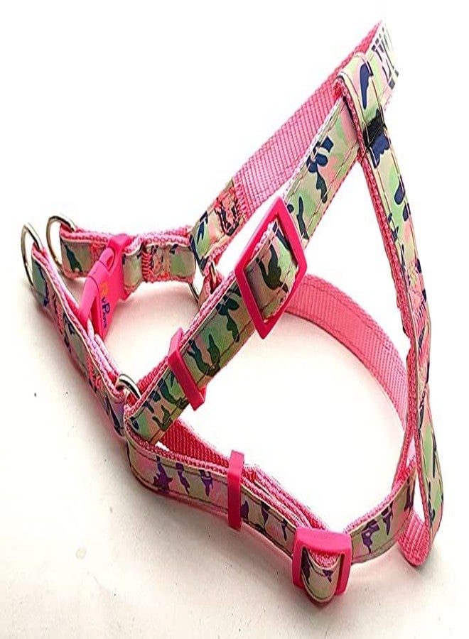 Pups&Pets Soft Adjustable Army Printed Nylon Padded Vest Harness and Long Handle Leash Ideal for Outdoor Walking/Training Small Dogs and Puppies (Pink) - Image 2